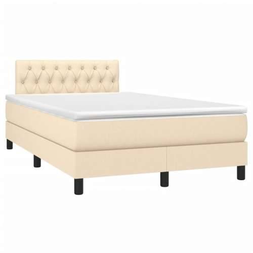 Krevet box spring s madracem krem 120 x 190 cm od tkanine - Krema 120 x 190 cm Dizajn s gumbima Cijena