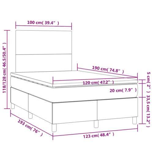 Krevet s oprugama i madracem plavi 120 x 190 cm od tkanine - Plava 120 x 190 cm Gladak dizajn Cijena