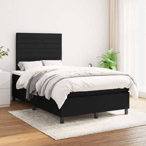 Krevet box spring s madracem crni 120 x 190 cm od tkanine - Crna 120 x 190 cm vodoravne pruge Cijena