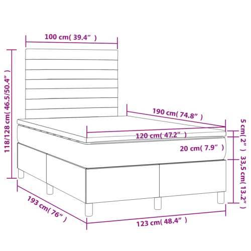 Krevet box spring s madracem crni 120 x 190 cm od tkanine - Crna 120 x 190 cm vodoravne pruge Cijena