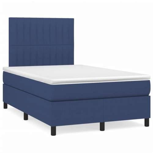 Krevet s oprugama i madracem plavi 120 x 190 cm od tkanine - Plava 120 x 190 cm Okomite pruge Cijena