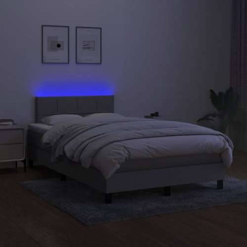 Krevet s oprugama i madracem LED svjetlosivi 120x190 cm tkanina - Svjetlosiva 120 x 190 cm Blok s kvadratima Cijena