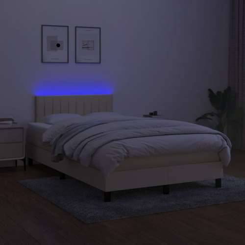 Krevet s oprugama i madracem LED krem 120 x 190 cm od tkanine - Krema 120 x 190 cm Okomite pruge Cijena