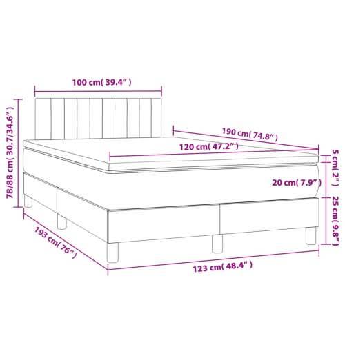 Krevet s oprugama i madracem LED krem 120 x 190 cm od tkanine - Krema 120 x 190 cm Okomite pruge Cijena
