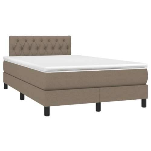 Krevet s oprugama i madracem LED smeđesivi 120x190cm od tkanine - Sivo-smeđa 120 x 190 cm Dizajn s gumbima Cijena