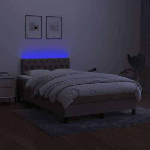 Krevet s oprugama i madracem LED smeđesivi 120x190cm od tkanine - Sivo-smeđa 120 x 190 cm Dizajn s gumbima Cijena