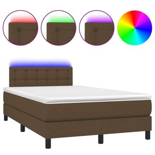 Krevet s oprugama i madracem LED tamnosmeđi 120x190 cm tkanina - Tamno smeđa 120 x 190 cm gumbi Cijena