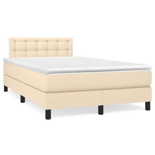 Krevet s oprugama i madracem LED krem 120 x 190 cm od tkanine - Krema 120 x 190 cm gumbi Cijena