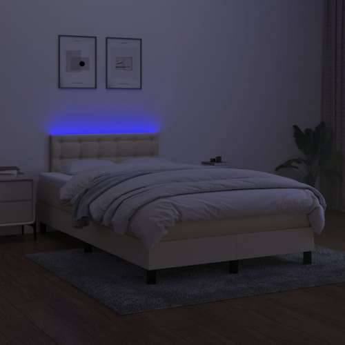 Krevet s oprugama i madracem LED krem 120 x 190 cm od tkanine - Krema 120 x 190 cm gumbi Cijena