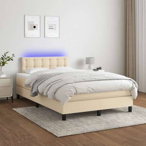 Krevet s oprugama i madracem LED krem 120 x 190 cm od tkanine - Krema 120 x 190 cm gumbi Cijena