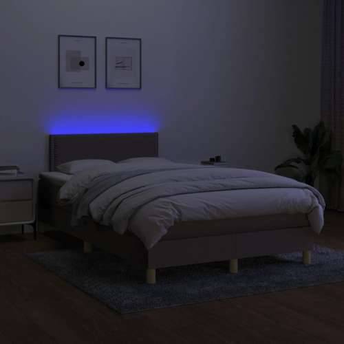 Krevet s oprugama i madracem LED smeđesivi 120x190cm od tkanine - Sivo-smeđa 120 x 190 cm Obično s čavlima Cijena
