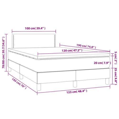 Krevet s oprugama i madracem LED smeđesivi 120x190cm od tkanine - Sivo-smeđa 120 x 190 cm Obično s čavlima Cijena