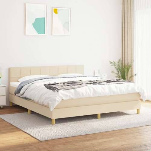 Krevet s oprugama i madracem krem 180x200 cm od tkanine - Krema 180 x 200 cm Blok s kvadratima Cijena