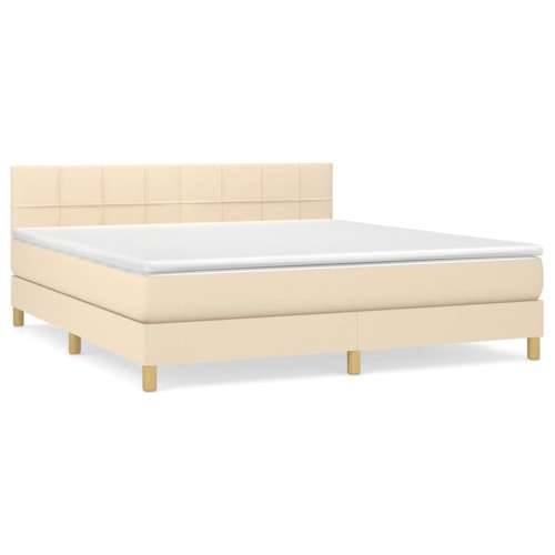 Krevet s oprugama i madracem krem 180x200 cm od tkanine - Krema 180 x 200 cm Blok s kvadratima Cijena