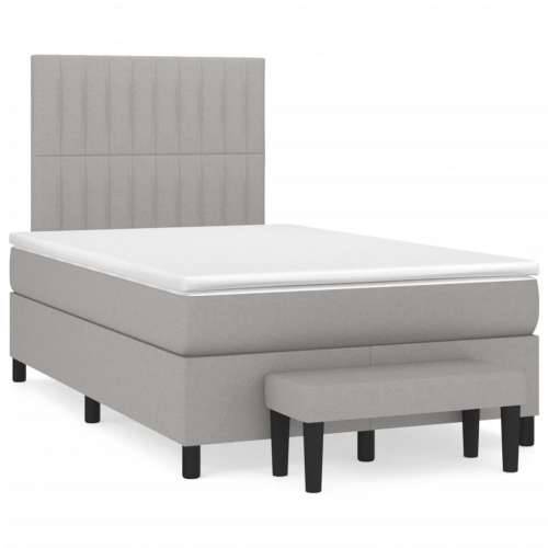 Krevet s oprugama i madracem svjetlosivi 120x190 cm od tkanine - Svjetlosiva 120 x 190 cm Okomite pruge Cijena