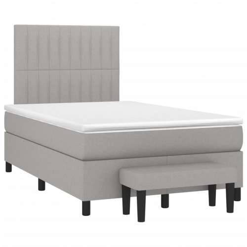 Krevet s oprugama i madracem svjetlosivi 120x190 cm od tkanine - Svjetlosiva 120 x 190 cm Okomite pruge Cijena
