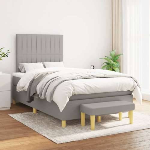 Krevet s oprugama i madracem svjetlosivi 120x190 cm od tkanine - Svjetlosiva 120 x 190 cm Okomite pruge Cijena