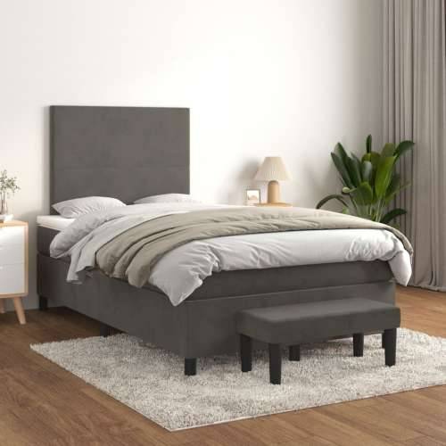 Krevet box spring s madracem tamnosivi 120 x 190 cm baršun - Tamno siva 120 x 190 cm Gladak dizajn Cijena