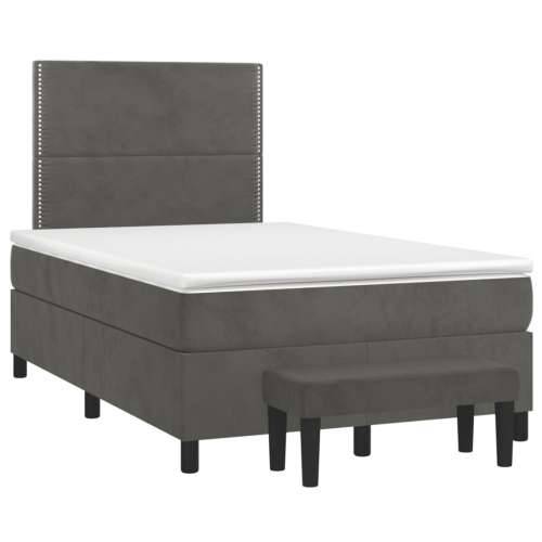 Krevet box spring s madracem tamnosivi 120 x 190 cm baršun - Tamno siva 120 x 190 cm Obično s čavlima Cijena