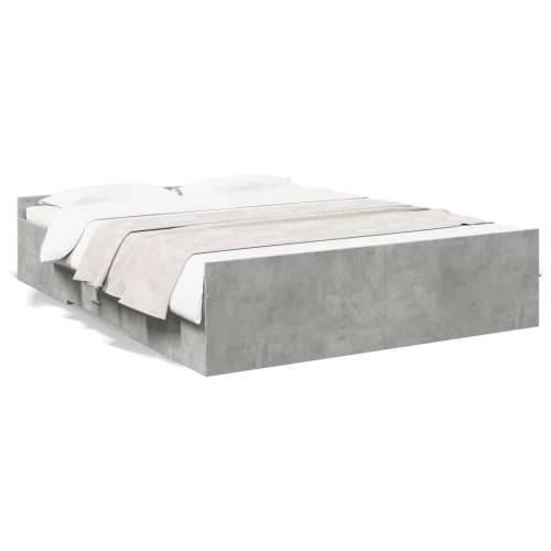 Okvir kreveta s ladicama siva boja betona 150 x 200 cm drveni Beton siva 150 x 200 cm Cijena