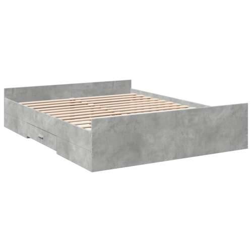 Okvir kreveta s ladicama siva boja betona 150 x 200 cm drveni Beton siva 150 x 200 cm Cijena