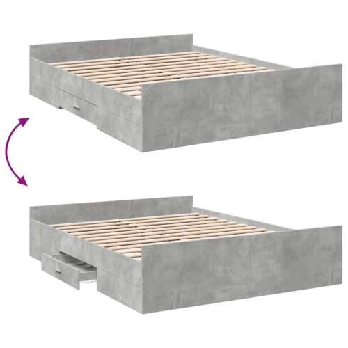 Okvir kreveta s ladicama siva boja betona 150 x 200 cm drveni Beton siva 150 x 200 cm Cijena