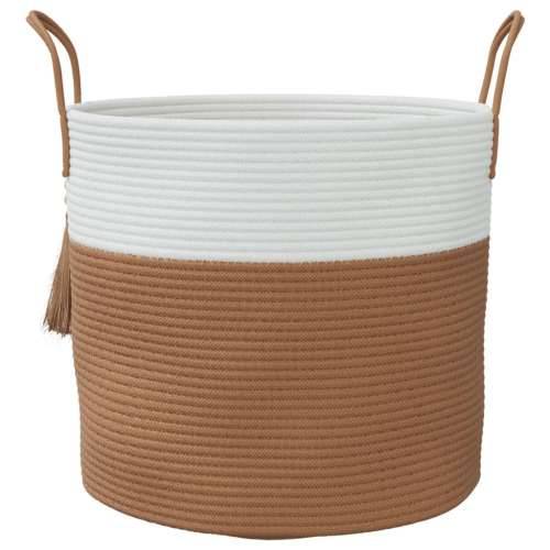 Košara za pohranu smeđe-bijela Ø 43 x 35 cm pamučna - Smeđa i bijela Cijena