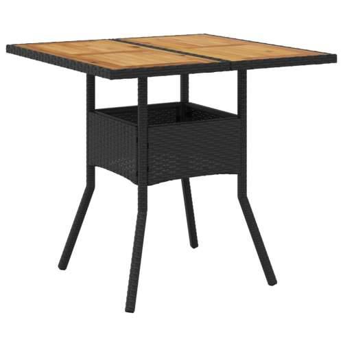Vrtni stol s pločom od drva bagrema crni 80x80x75 cm poliratan - Crna 1 boja drva Cijena