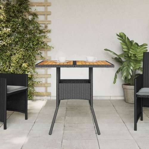 Vrtni stol s pločom od drva bagrema crni 80x80x75 cm poliratan - Crna 1 boja drva Cijena
