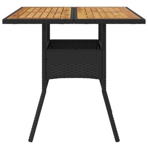 Vrtni stol s pločom od drva bagrema crni 80x80x75 cm poliratan - Crna 1 boja drva Cijena