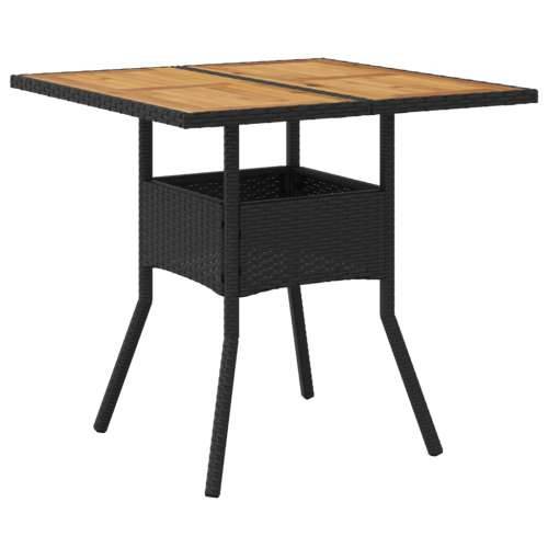 Vrtni stol s pločom od drva bagrema crni 80x80x75 cm poliratan - Crna 1 boja drva Cijena