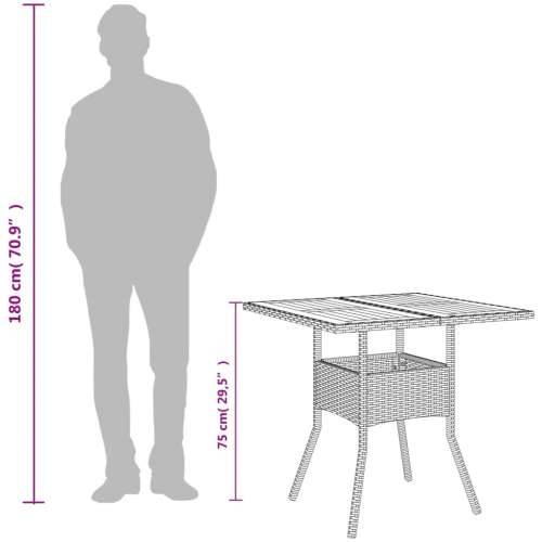Vrtni stol s pločom od drva bagrema crni 80x80x75 cm poliratan - Crna 1 boja drva Cijena