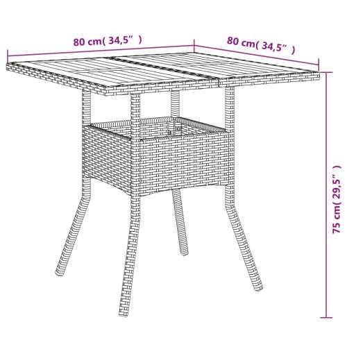 Vrtni stol s pločom od drva bagrema crni 80x80x75 cm poliratan - Crna 1 boja drva Cijena