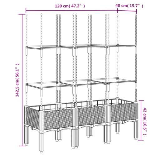 Vrtna sadilica s rešetkom smeđa 120 x 40 x 142,5 cm PP - Smeđa 120 x 40 x 142.5 cm 1 Cijena