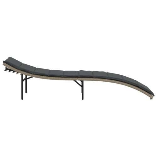 Ležaljka za sunčanje s jastukom 55 x 199 x 50 cm poliratan - Svjetlosiva 1 Cijena