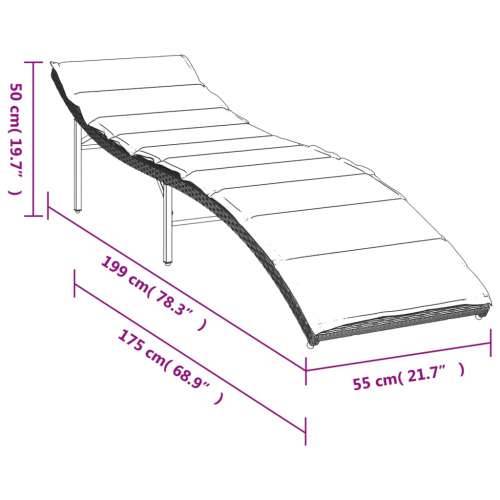 Ležaljka za sunčanje s jastukom 55 x 199 x 50 cm poliratan - Svjetlosiva 1 Cijena
