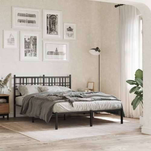Metalni okvir za krevet s uzglavljem crni 140x200 cm - Crna 140 x 200 cm s uzglavljem Cijena