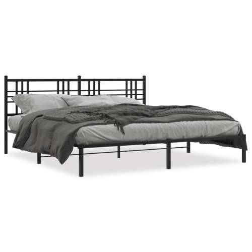 Metalni okvir za krevet s uzglavljem crni 200x200 cm - Crna 200 x 200 cm s uzglavljem Cijena
