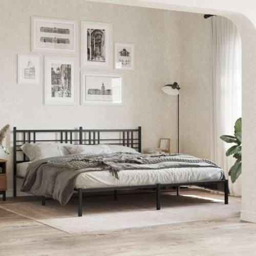 Metalni okvir za krevet s uzglavljem crni 200x200 cm - Crna 200 x 200 cm s uzglavljem Cijena