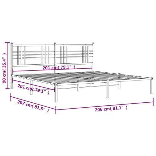 Metalni okvir za krevet s uzglavljem crni 200x200 cm - Crna 200 x 200 cm s uzglavljem Cijena