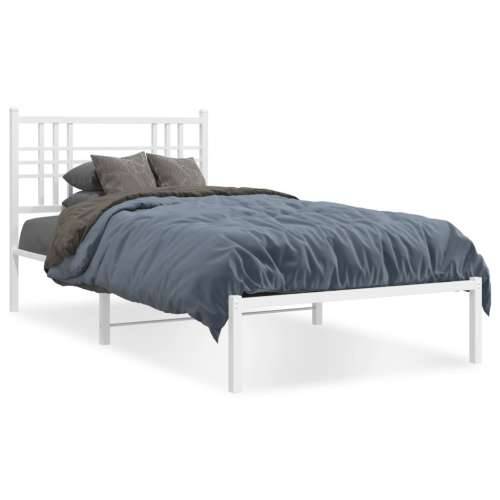 Metalni okvir za krevet s uzglavljem bijeli 90 x 190 cm - Bijela 90 x 190 cm s uzglavljem Cijena