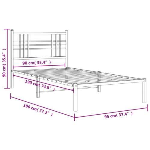 Metalni okvir za krevet s uzglavljem bijeli 90 x 190 cm - Bijela 90 x 190 cm s uzglavljem Cijena