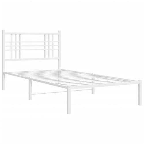 Metalni okvir za krevet s uzglavljem bijeli 100x190 cm - Bijela 100 x 190 cm s uzglavljem Cijena