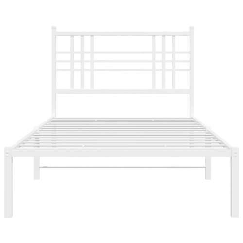 Metalni okvir za krevet s uzglavljem bijeli 100x190 cm - Bijela 100 x 190 cm s uzglavljem Cijena