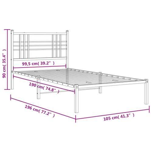 Metalni okvir za krevet s uzglavljem bijeli 100x190 cm - Bijela 100 x 190 cm s uzglavljem Cijena