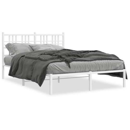 Metalni okvir za krevet s uzglavljem bijeli 140 x 190 cm - Bijela 140 x 190 cm s uzglavljem Cijena