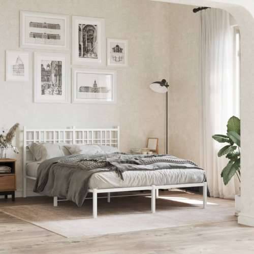 Metalni okvir za krevet s uzglavljem bijeli 140 x 190 cm - Bijela 140 x 190 cm s uzglavljem Cijena
