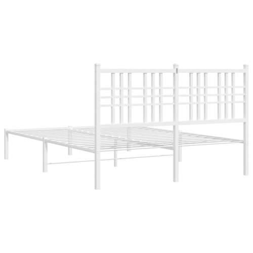 Metalni okvir za krevet s uzglavljem bijeli 140 x 190 cm - Bijela 140 x 190 cm s uzglavljem Cijena