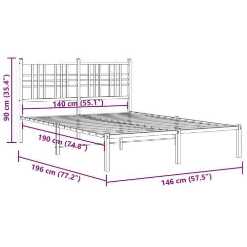 Metalni okvir za krevet s uzglavljem bijeli 140 x 190 cm - Bijela 140 x 190 cm s uzglavljem Cijena