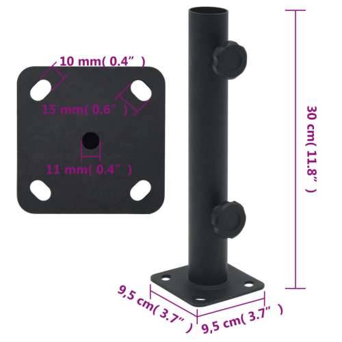 Baza suncobrana za stup Ø 32/34/38 mm mat crna čelična mat crna 1 Cijena